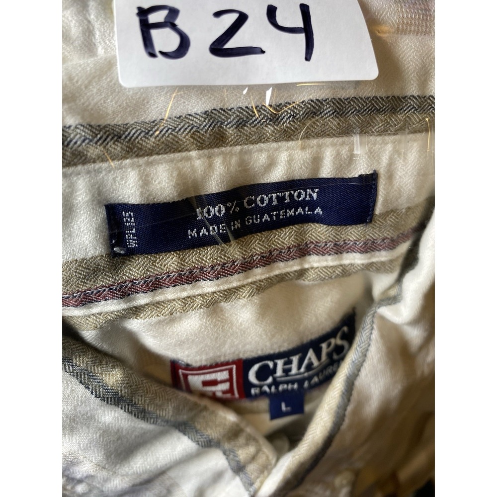 Vintage Chaps Ralph Lauren Striped Button Down‎ Long Sleeve Ivory Men Size LARGE - Picture 7 of 7